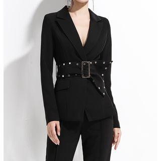 Set: Tie-waist Blazer + Crop Dress Pants