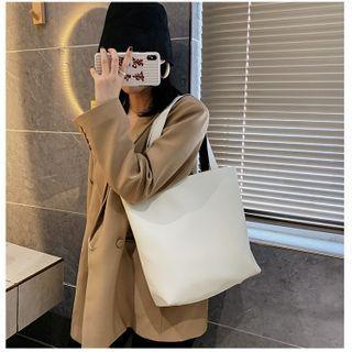 Faux Leather Reversible Tote Bag Black - One Size