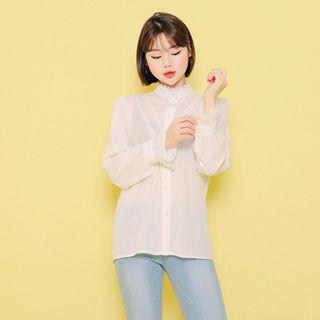 Mock-neck Frilled-detail Blouse