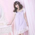 Short-sleeve Chiffon Dress With Sash