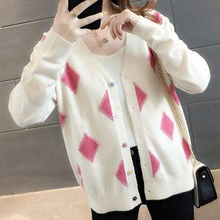 Rhombus Print Cardigan