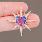 Heart Star Rhinestone Alloy Brooch Ly2539 - Gradient - Blue & Pink - One Size