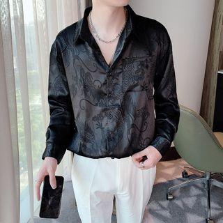 Dragon Embroidered Silky Shirt
