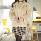Collared Faux-fur Hook-and-eye Jacket