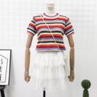Striped Light Knit Top Red - One Size