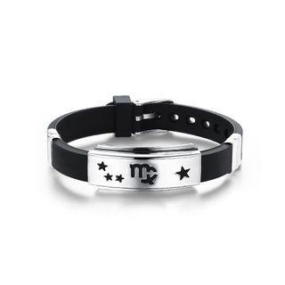 Simple Fashion Twelve Constellation Virgo Geometric 316l Stainless Steel Silicone Bracelet Silver - One Size