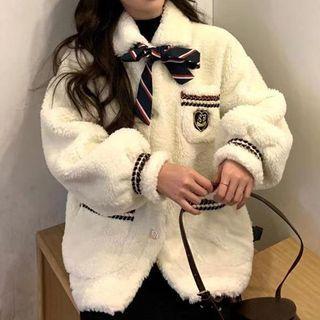 Ribbon Single-breasted Fleece Jacket