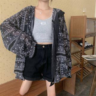 Paisley Print Hooded Blouse