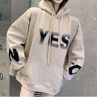 Lettering Hoodie Lettering - Almond - One Size