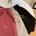 Crescent Embroidered Wide-leg Sweatshorts