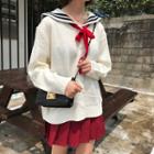 Color-block Bow-accent Sweater