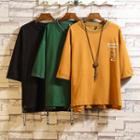 3/4-sleeve Printed Letter T-shirt