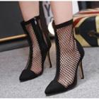 Pointy Toe Mesh Panel High Heel Short Boots
