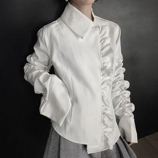 Ruffle Trim Asymmetric Shirt