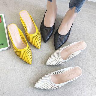Laser Cut Pointed-toe Ball Heel Mules