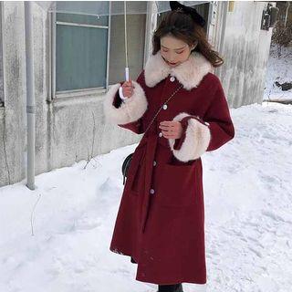 Faux Fur Trim Button Coat
