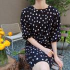 Balloon-sleeve Polka-dot Dress