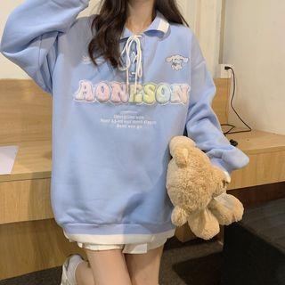 Long-sleeve Lettering Lace-up Sweatshirt
