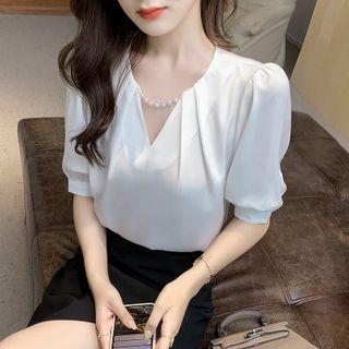 V-neck Loose-fit Short-sleeve Shirt
