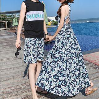 Couple Matching Tank Top / Shorts / Sleeveless A-line Maxi Dress