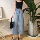 Denim Wide-leg Pants With Belt