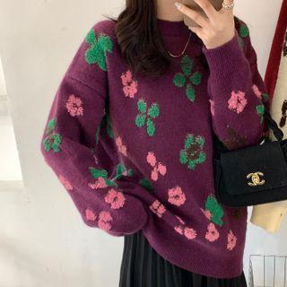 Floral Pattern Knit Top
