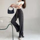 High-waist Single-breasted Slit Pants