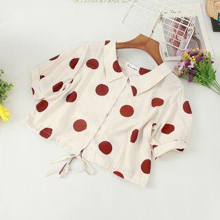 Short-sleeve Cropped Dotted Shirt