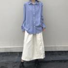 Long-sleeve Plain Oversize Shirt / High-waist Plain A-line Skirt