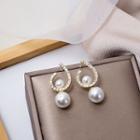 Faux Pearl Drop Earring 1 Pair - E3623 - Gold & White - One Size