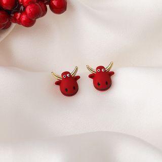 Ox Alloy Earring 1 Pair - Red - One Size