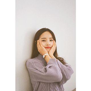 3/4-sleeve Cable-knit Sweater