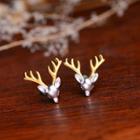 Deer Sterling Silver Earring 1 Pair - Gold Deer - Silver - One Size