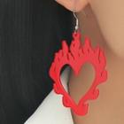 Flame Heart Acrylic Dangle Earring 01 - 1 Pair - Red - One Size
