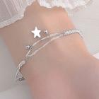 Star Charm Layered Chain Bracelet Silver - One Size