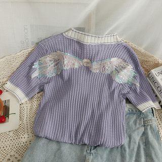 Sequined Wing-back Slim-fit T-shirt