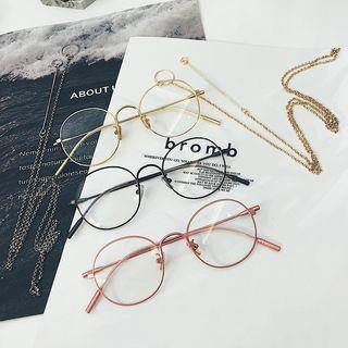 Round Metal Frame Eyeglasses With Chain