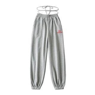 Lettering High-waist Lace-up Sweatpants