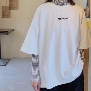 Short-sleeve Lettering Crop Loose-fit T-shirt
