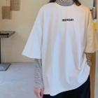 Short-sleeve Lettering Crop Loose-fit T-shirt