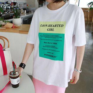 Tall Size Letter Print Panel Boxy T-shirt