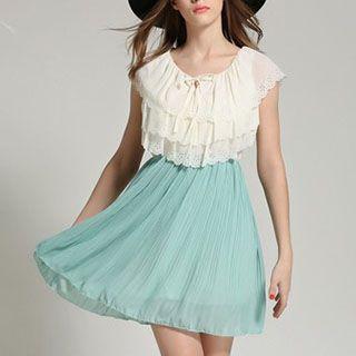 Ruffle Pleated Chiffon Dress
