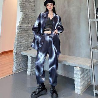 Print Blazer / Straight Leg Pants