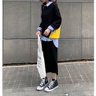 Color Block Sweater / Stripe Shirt