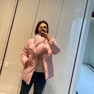 Padding Jacket With Keyhole Scarf