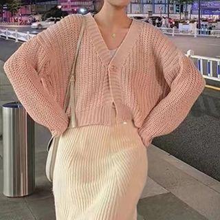 Long-sleeve V-neck Loose Fit Cardigan
