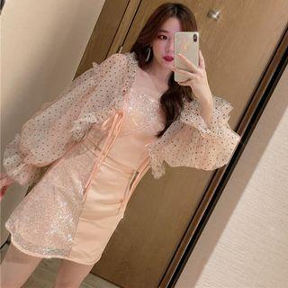 Sheer Long-sleeve Blouse Sheer - One Size
