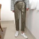 Drawcord-waist Tapered Pants Khaki - One Size