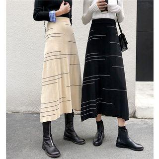 Print Midi A-line Knit Skirt