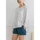 V-neck Dip-back Stripe Top